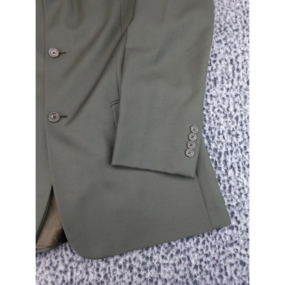 Pronto Uomo Blazer Mens 42L Olive Green Three Button‎ Wool Blend Sport Coat